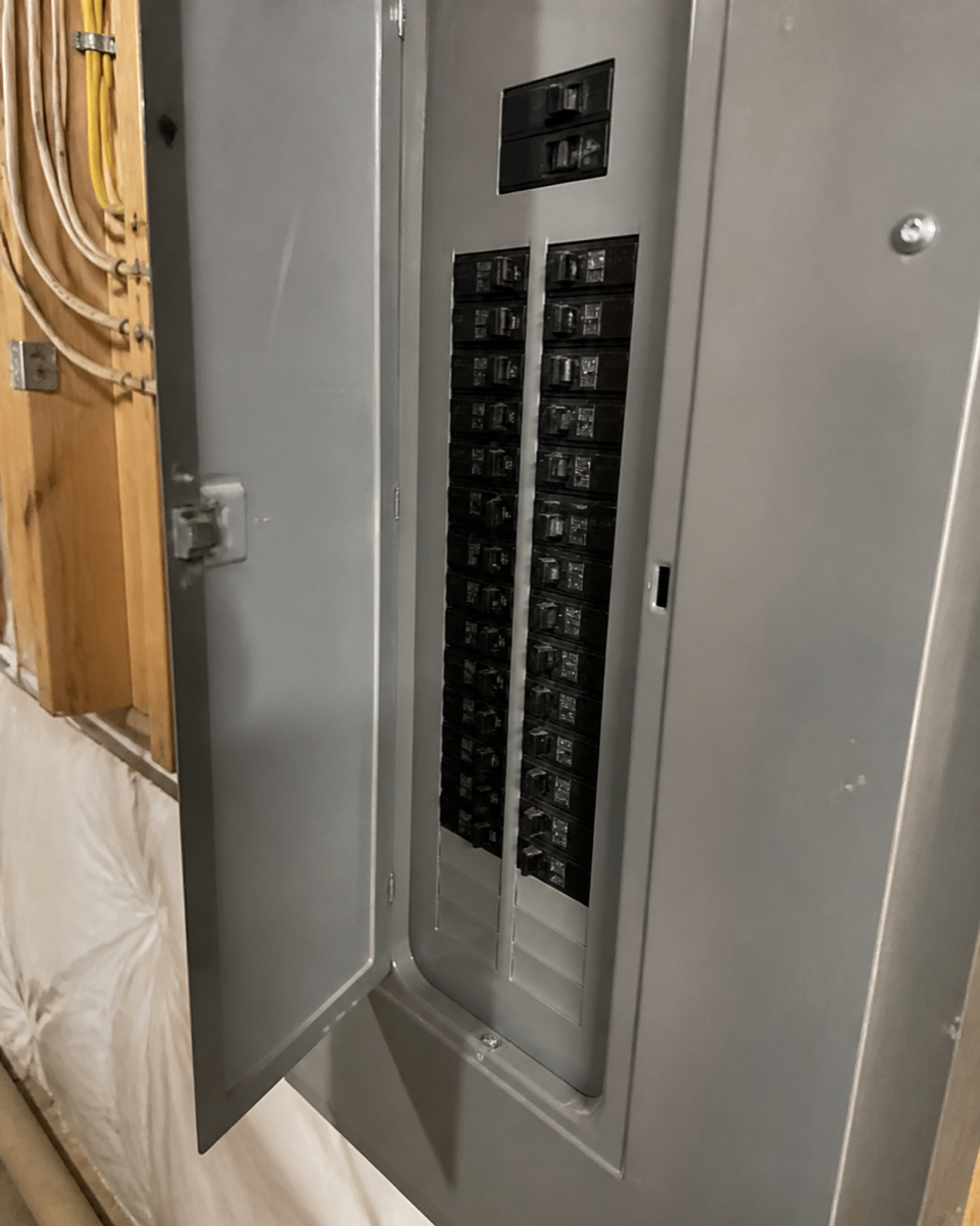 Synthetic close-up of an electrical panel that does not show working clearance
